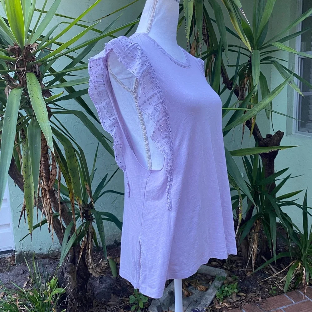 Anthropologie Light Purple Ruffle Muscle Tank - Picture 2 of 8